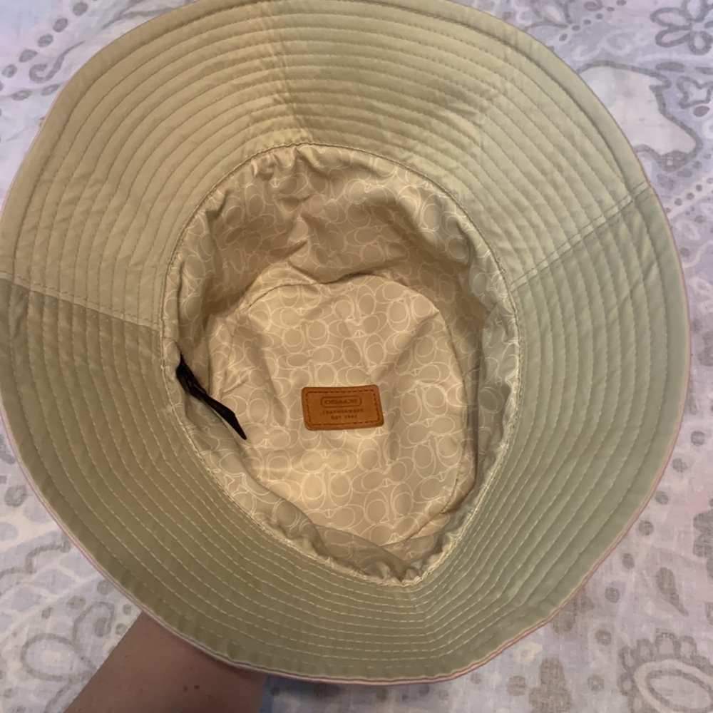 Coach Leather Trim Pink White Bucket Hat Summer - Picture 6 of 8